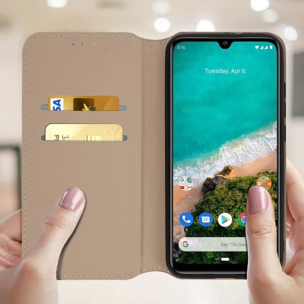 Skal - AVIZAR - Xiaomi Mi A3 - Ekologiskt läder - Stativfunktion - Magnetisk flik