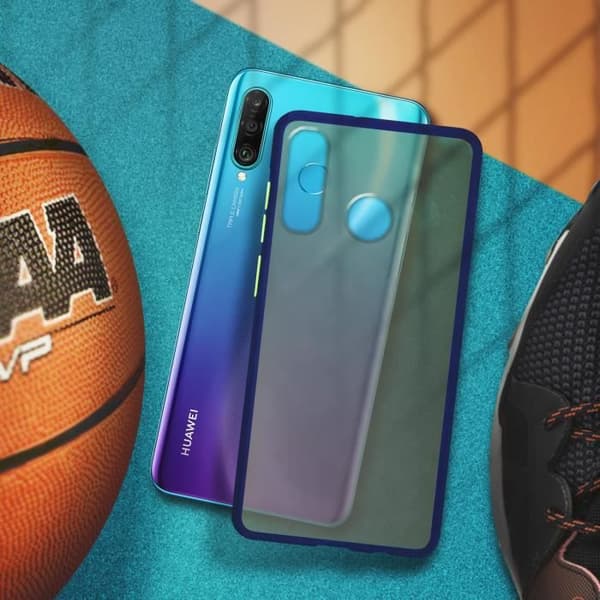 Huawei P30 Lite Fodral Baksida Translucent Colored Outline Mate Rigid Midnight Blue Blue