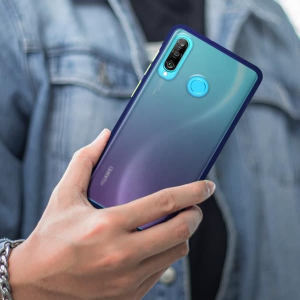 Huawei P30 Lite Fodral Baksida Translucent Colored Outline Mate Rigid Midnight Blue Blue