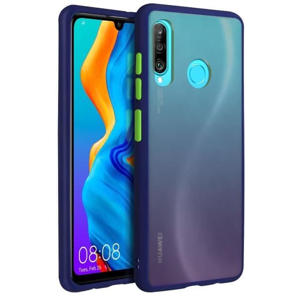 Huawei P30 Lite Fodral Baksida Translucent Colored Outline Mate Rigid Midnight Blue Blue