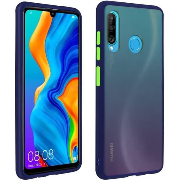 Huawei P30 Lite Fodral Baksida Translucent Colored Outline Mate Rigid Midnight Blue Blue