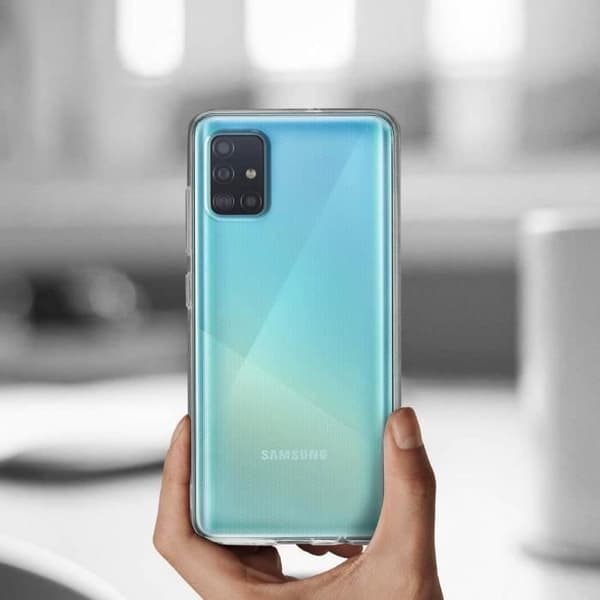 Skyddsskal och film - AVIZAR - Samsung Galaxy A71 - Mjuk silikon - Härdat glas 9H - Transparent