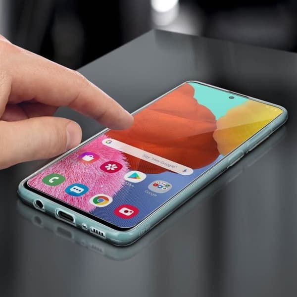 Skyddsskal och film - AVIZAR - Samsung Galaxy A71 - Mjuk silikon - Härdat glas 9H - Transparent