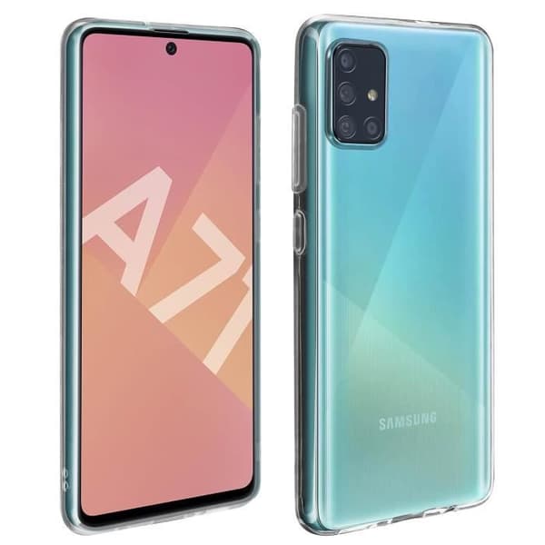 Skyddsskal och film - AVIZAR - Samsung Galaxy A71 - Mjuk silikon - Härdat glas 9H - Transparent