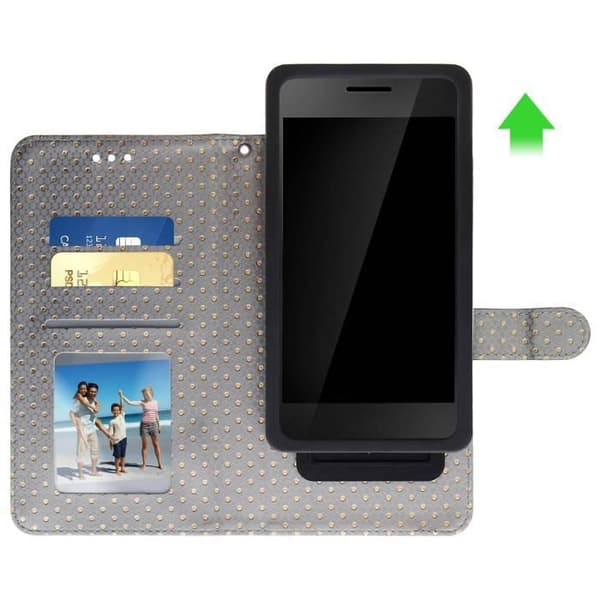 Universellt Smartphone-fodral - AVIZAR - Silver - Ekologiskt läder - Mjuk skal - Inbyggd spegel