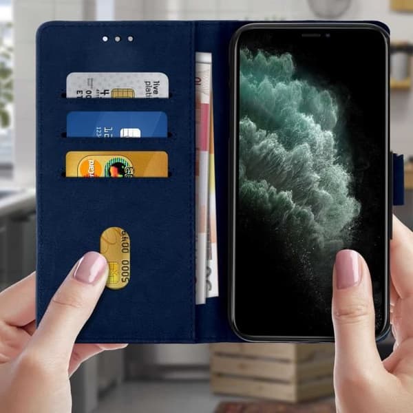 Fodral - AVIZAR - iPhone 11 Pro - Heltäckande Fodral - Kortfack - Video Stödfunktion - Mörkblå