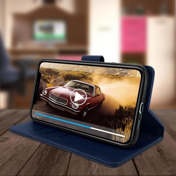 Fodral - AVIZAR - iPhone 11 Pro - Heltäckande Fodral - Kortfack - Video Stödfunktion - Mörkblå