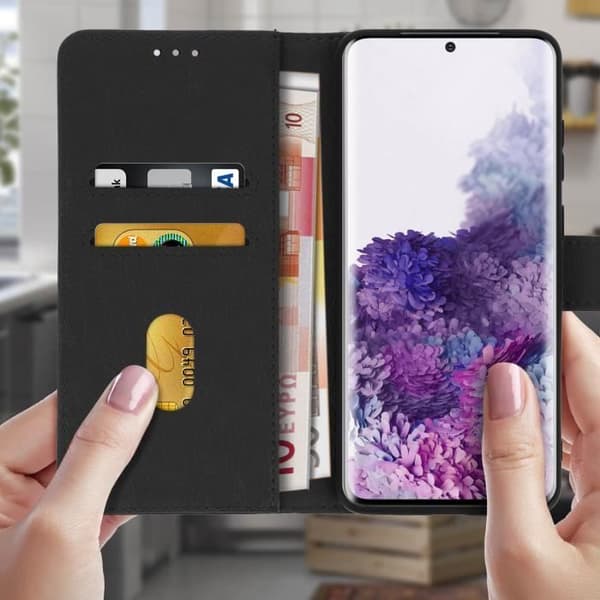 Etui - AVIZAR - Samsung Galaxy S20 - Helt fodral - Korthållare - Videostöd funktion - Svart