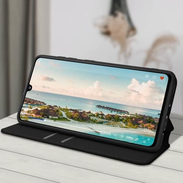 Honor 9A Flip Cover Korthållare Funktion Tunt och elegant stöd Svart