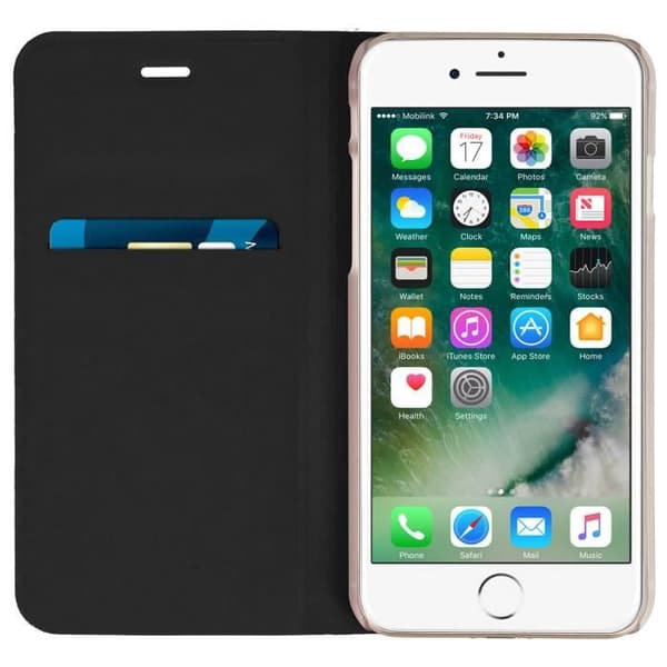 Hus iPhone 7 / 8 - AVIZAR - Ultra-tunn plånboksfodral - Ekologisk läder - Svart - Stötskydd