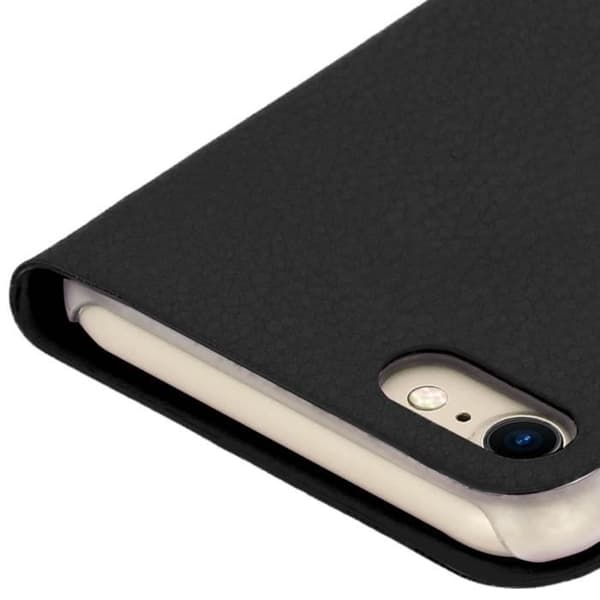 Hus iPhone 7 / 8 - AVIZAR - Ultra-tunn plånboksfodral - Ekologisk läder - Svart - Stötskydd