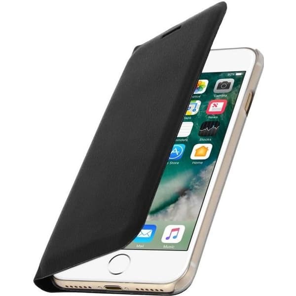 Hus iPhone 7 / 8 - AVIZAR - Ultra-tunn plånboksfodral - Ekologisk läder - Svart - Stötskydd