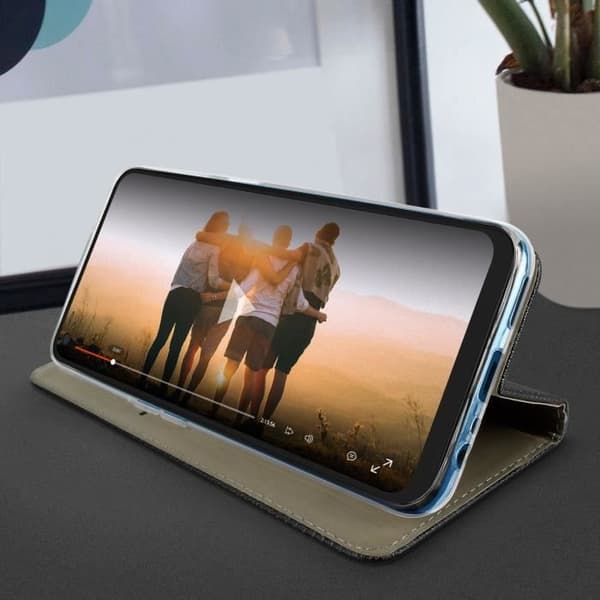 Étui - AVIZAR - Oppo A53 / A53s - Ekologiskt läder Svart - Foliofodral - Stödfunktion