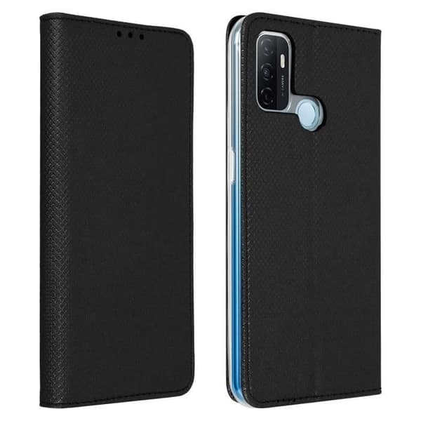 Étui - AVIZAR - Oppo A53 / A53s - Ekologiskt läder Svart - Foliofodral - Stödfunktion