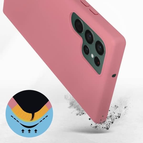 Skyddsfodral AVIZAR för Samsung Galaxy S22 Ultra - Halvstyv silikon - Soft-touch finish Rosa
