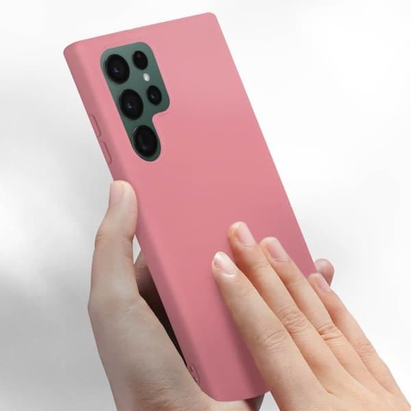 Skyddsfodral AVIZAR för Samsung Galaxy S22 Ultra - Halvstyv silikon - Soft-touch finish Rosa