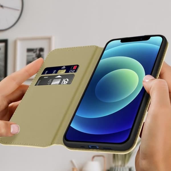 AVIZAR Folio Cover - iPhone 12 och 12 Pro - Gul - Videostödfunktion - Fullständigt skydd