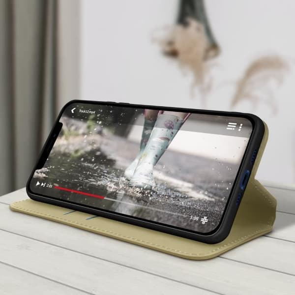 AVIZAR Folio Cover - iPhone 12 och 12 Pro - Gul - Videostödfunktion - Fullständigt skydd