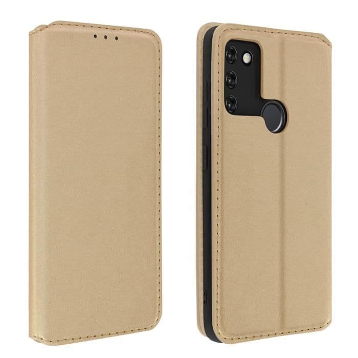 Honor 9A Flip Cover Korthållare Funktion Tunt och elegant stöd Gult Guld