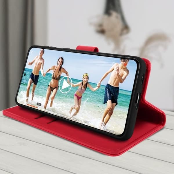 Etui för Samsung Galaxy S21 Ultra - Chesterfield - Röd - Semi-hård - Magnetisk - Videostöd