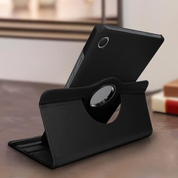 Hus - AVIZAR - Galaxy Tab A8 10.5 2021 - 360° Rotationsfodral - Ekologisk läder - Svart
