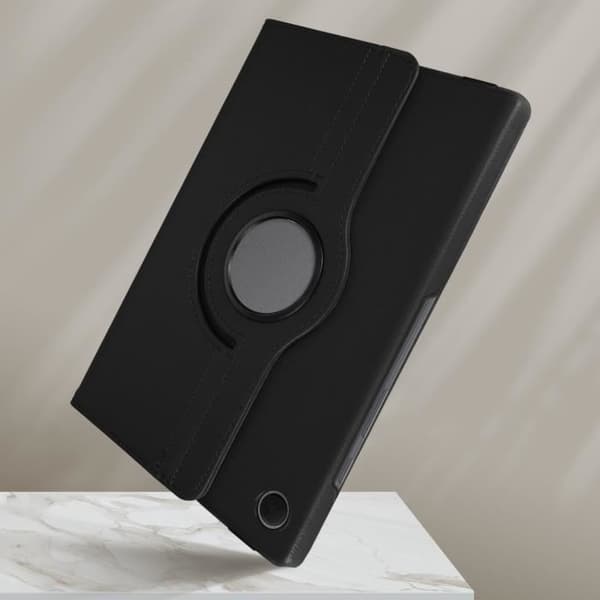 Hus - AVIZAR - Galaxy Tab A8 10.5 2021 - 360° Rotationsfodral - Ekologisk läder - Svart