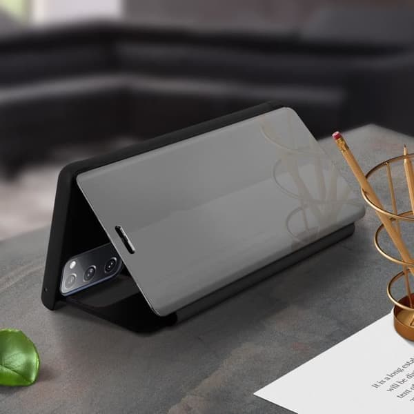 Fodral till Samsung Galaxy S20 FE Translucent Flip Design Mirror Video Support Svart