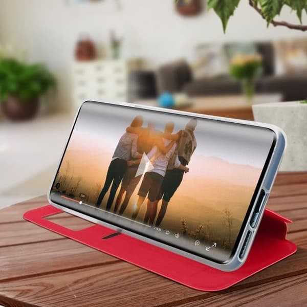 Housse AVIZAR för Xiaomi Mi 10 / 10 Pro - Visningsfönster - Kortfack - Rosa