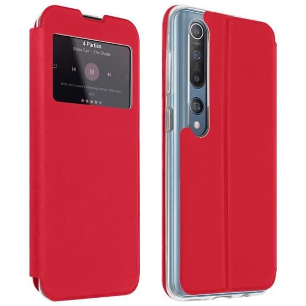 Housse AVIZAR för Xiaomi Mi 10 / 10 Pro - Visningsfönster - Kortfack - Rosa