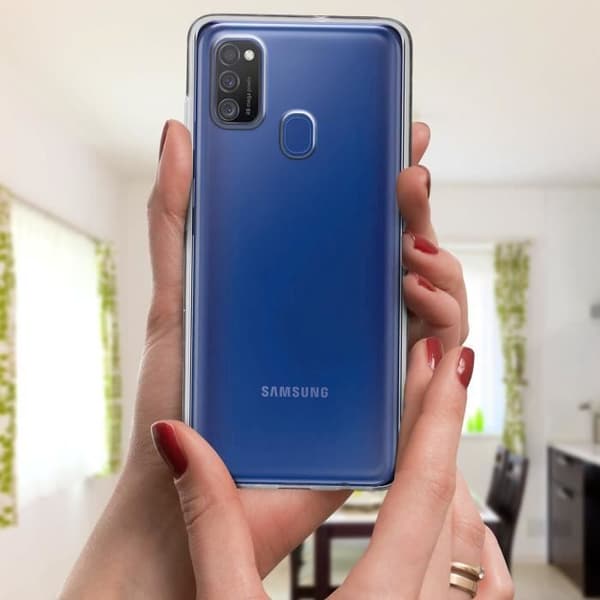 Galaxy M31 / M21 / M30s Fodral Ryggskydd Hårt Fram Mjuk Transparent Vit