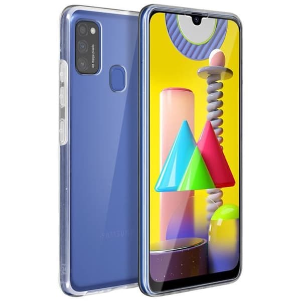 Galaxy M31 / M21 / M30s Fodral Ryggskydd Hårt Fram Mjuk Transparent Vit