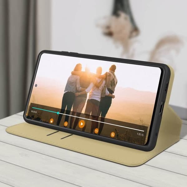 Hölster - Xiaomi - Redmi Note 10 Pro - Ekoskinn - Videostöd - Gul kortficka