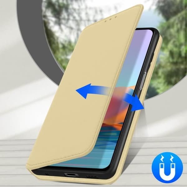 Hölster - Xiaomi - Redmi Note 10 Pro - Ekoskinn - Videostöd - Gul kortficka