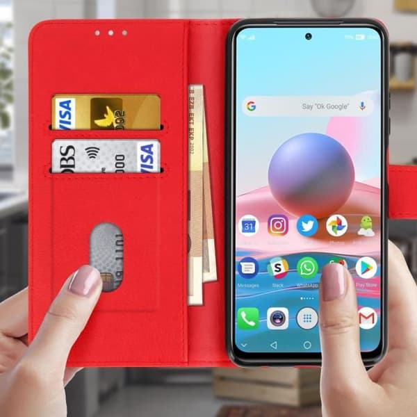 Fodral - Xiaomi - Redmi Note 10 / 10s - Röd - Semi-rigid - Magnetisk