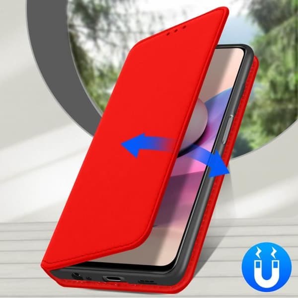 Housse - Xiaomi - Redmi Note 10 / Note 10s - Ekologisk läder - Röd - Videostöd