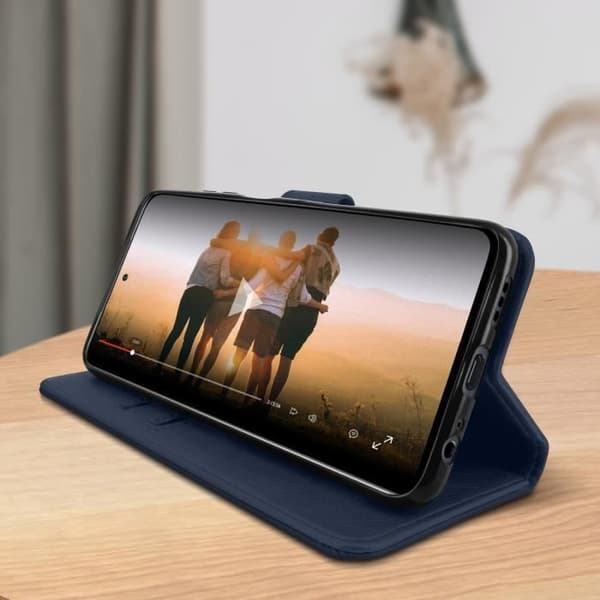 Etui - Xiaomi - Redmi Note 10 / 10s - Skydd - Kortficka - Videostöd - Blå