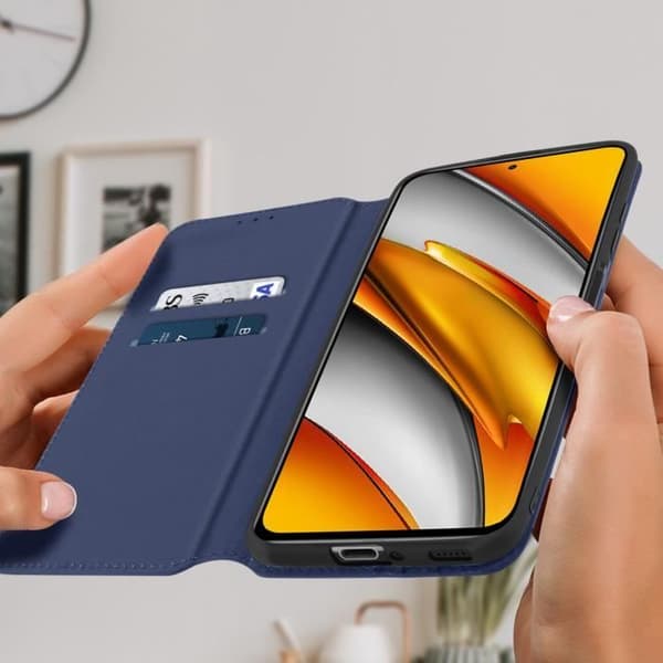 Hölster - Xiaomi - Poco F3 / Mi 11i - Folioväska - Mörkblå - Stöd funktion - Magnetisk