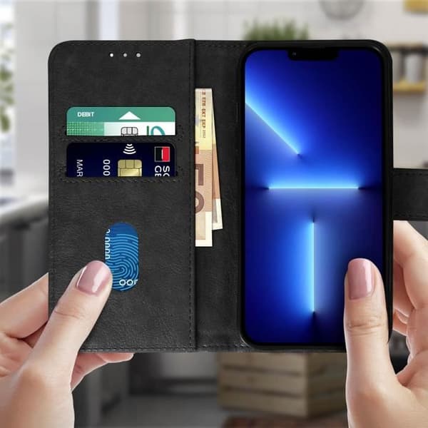 Hölster - Apple - iPhone 13 Pro Max - Fodral Folio - Videostöd - Kortfack - Svart