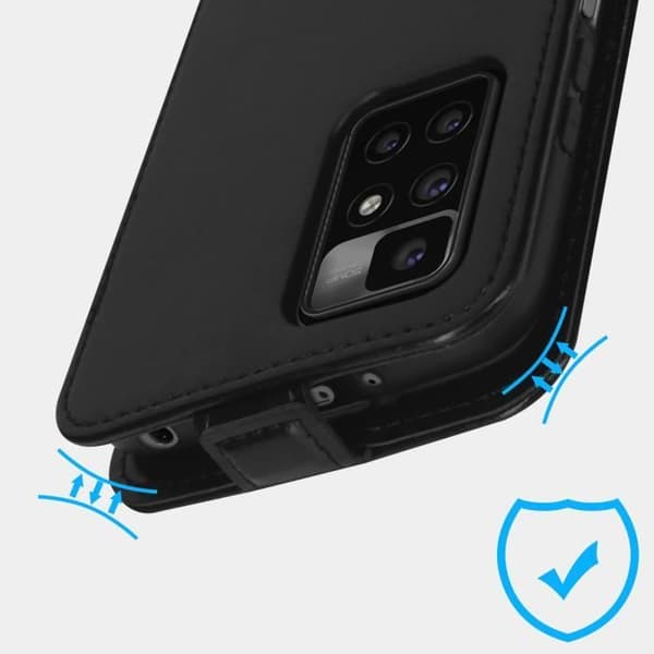 Etui - AVIZAR - Xiaomi Redmi 10 - Ekologiskt läder svart - Vertikal flip-skal - Inbyggd kortficka