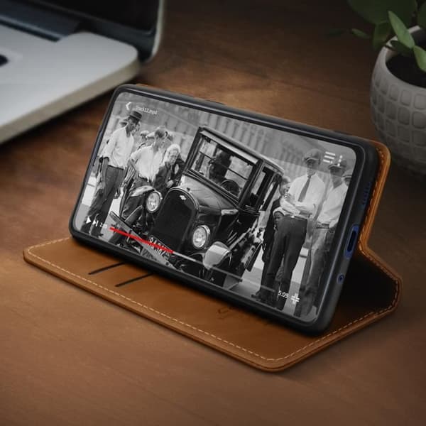 Fodral till Samsung Galaxy S20 FE Folio Vintage plånbok och videoställ Camel