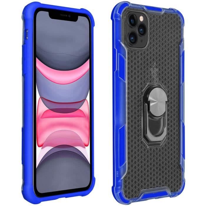 iPhone 11 Pro Max fodral Bi-material Contour Bumper Mörkblå metallring