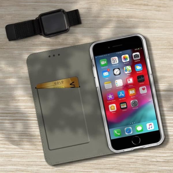 iPhone SE 2020 / 8 / 7 Fodral Korthållare Stativ Funktion Tropiska blommor Rosa