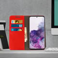 Miniatyrbild 3 av 4: Foliofodral - AVIZAR - Galaxy S20 - Äkta Läder - Kortfack - Videostöd - Röd