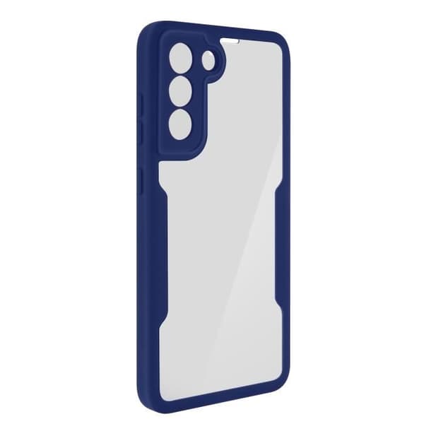 Samsung Galaxy S21 Plus Fodral Baksida Plexiglas Fram Polymer Stötsäker Blå Kontur Blå