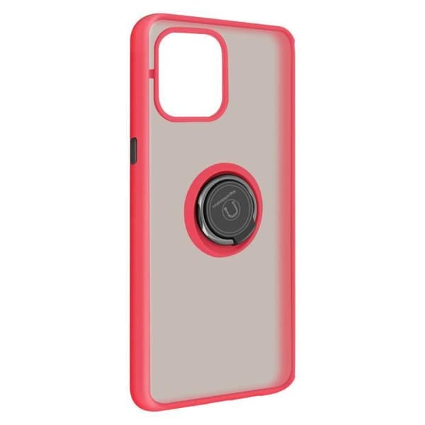 iPhone 12 / 12 Pro-fodral - Bi-material - Röd - Metallring - Videostöd - Stötsäker