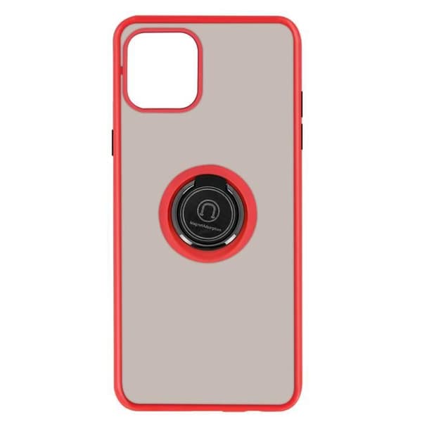 iPhone 12 / 12 Pro-fodral - Bi-material - Röd - Metallring - Videostöd - Stötsäker
