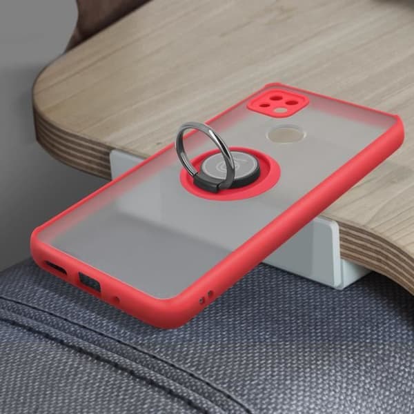 "Coque - Xiaomi - Redmi 9C - Metallring - Videostöd - Stötabsorberande Röd"