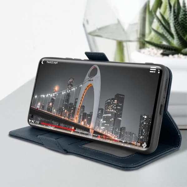Etui - Xiaomi - Mi 11 Ultra - Syntetiskt läder - Videostativ - Kortfack Blå natt