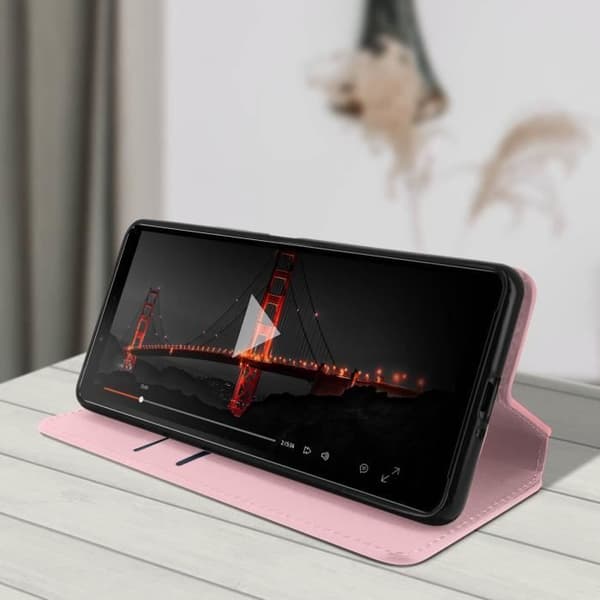 Hus - Sony - Xperia 10 2 - Ekoskinn - Roséguld - Stödfunktion
