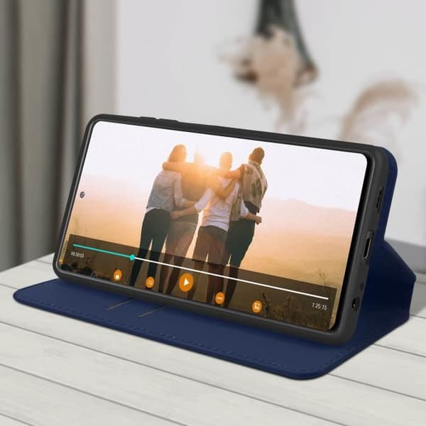 Hus - Xiaomi - Redmi Note 10 / Note 10s - Ekologisk läder - Videostöd - Kortficka mörknatt